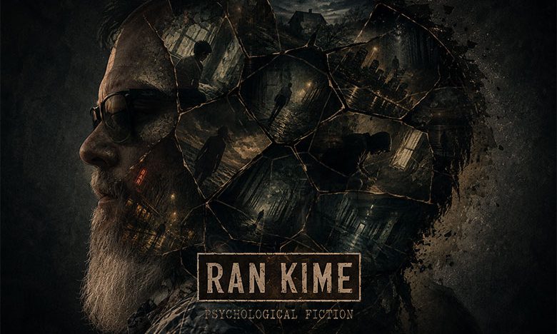 Surreal profile portrait of psychological fiction author Ran Kime with fragmented scenes inside his silhouette representing memory identity trauma grief addiction consciousness and the interconnected worlds of his literary fiction